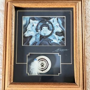 Framed wolf totem picture